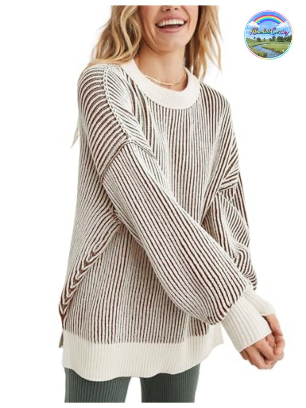 Chenille Sweater Women Crew Neck Pullover Loose Knit Long Sleeve